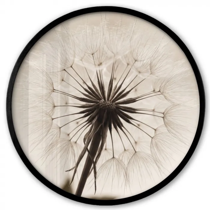 Paardenbloem - Minimalistisch - Wit Fotolijst rond zonder passe partout klein -3d