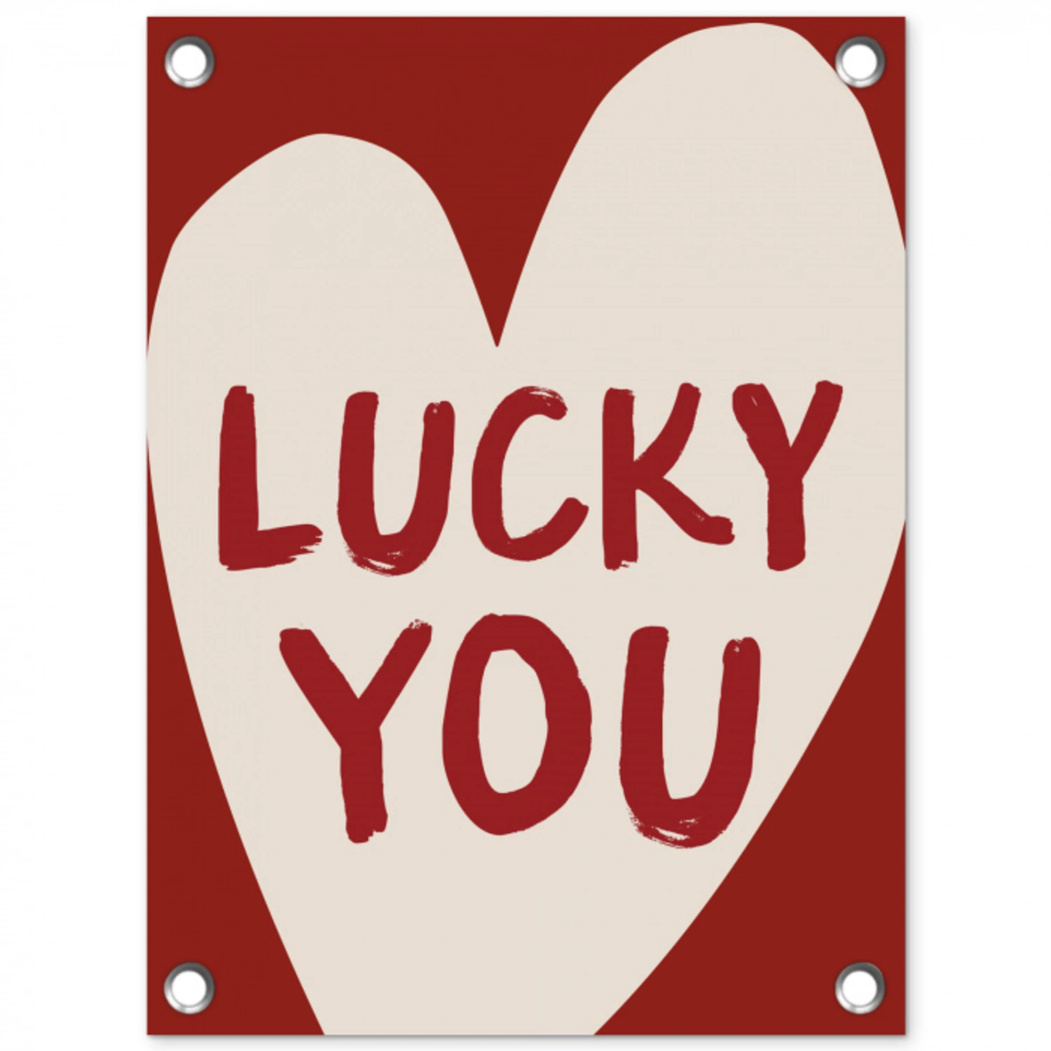 Lucky - Hart - Rood tuinposter los doek klein -3d