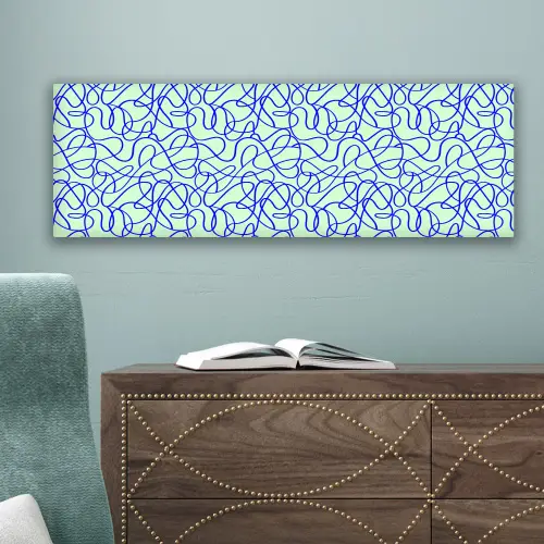 Mint - Blauw - Lijnen - Abstract canvas 2cm klein 828 -sfeer4