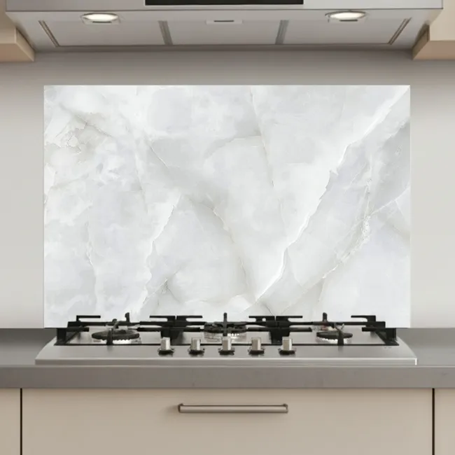 Marmer - Wit - Patronen - Steen - Marmerlook keuken achterwand spatscherm klein -3d_website