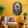 Vlinder - Roze - Bloemen - Bladeren Wandcirkel Ovaal Glas middel -sfeer4