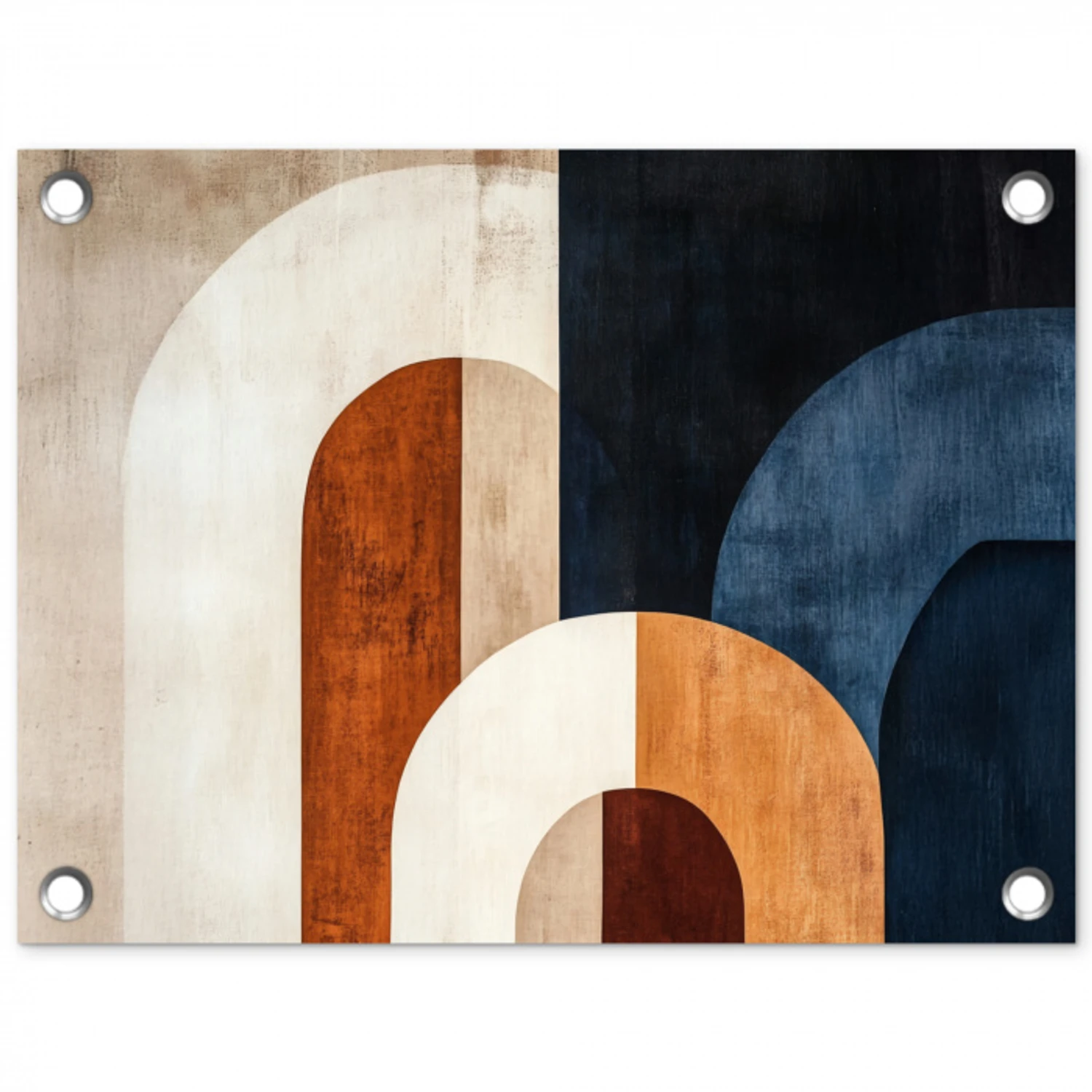 Abstract - Vormen - Donkerblauw tuinposter los doek klein -3d