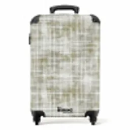 Linnen - Patroon - Groen NBS - Handbagage koffer - Volwassenen Unisex middel -productfoto_recht