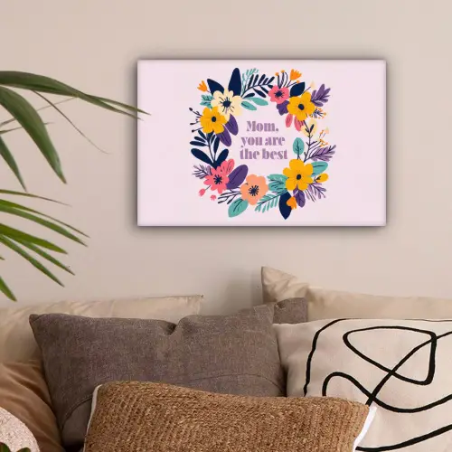 Bloemenkrans - Kleurrijk - Moeder canvas 2cm klein -sfeer1