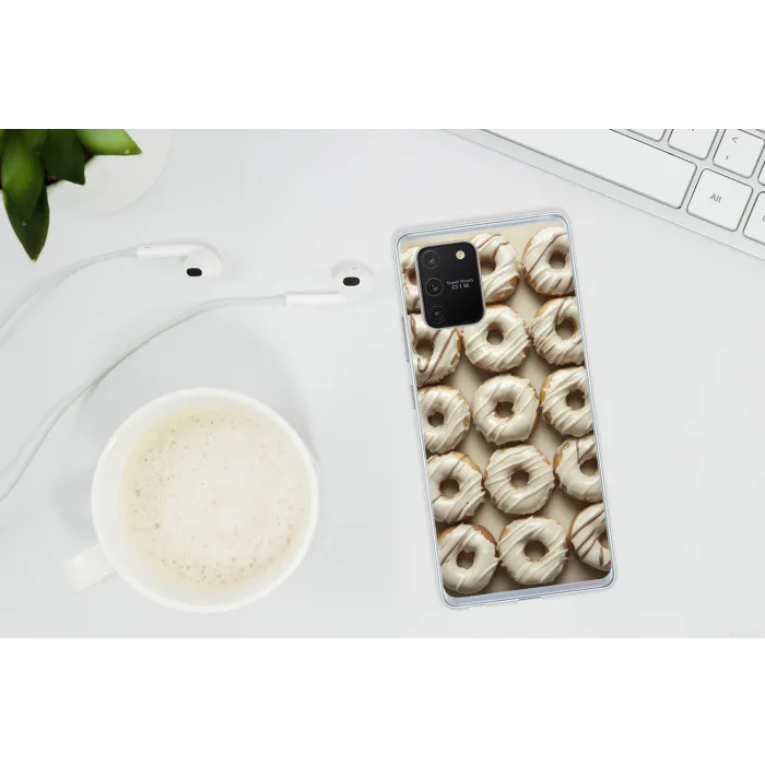 Donuts - Chocolade - Wit - Beige Telefoonhoesje Samsung Galaxy S10 Lite klein -oordopS10Lite