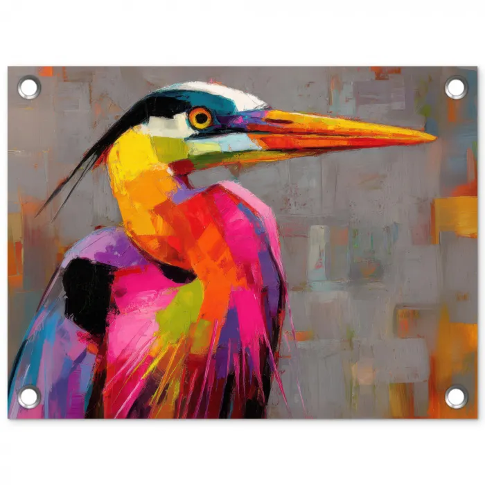 Reiger - Snavel - Schilderij - Roze tuinposter los doek klein -3d
