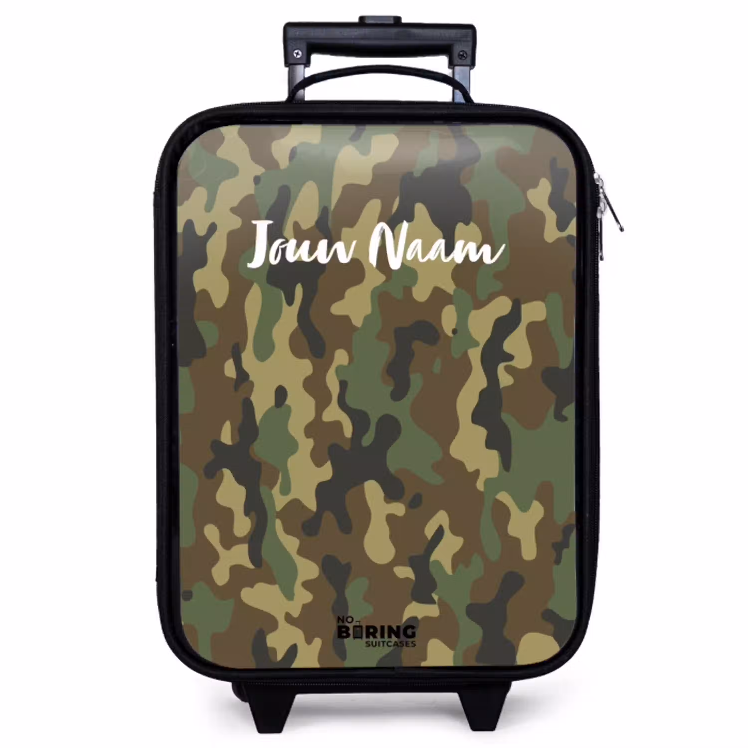 Groene camouflage met zandkleur Kinderkoffer - Zwart klein -zzz_website3d