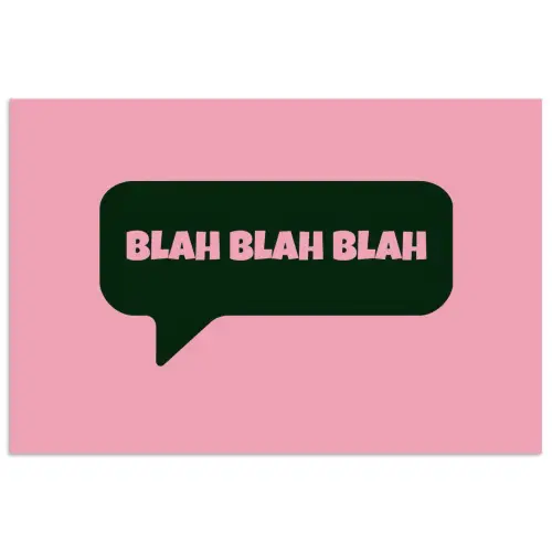 Roze - Tekstwolk - Groen - BLAH BLAH BLAH poster papier klein -3d