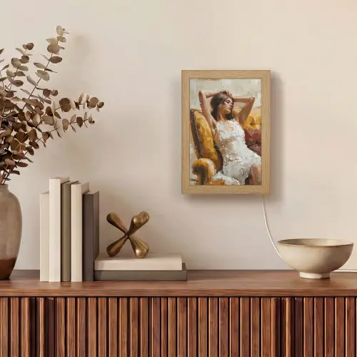 Vrouw - Kunst - Abstract - Modern Light Box met kabel (Tafellamp) klein -sfeer2