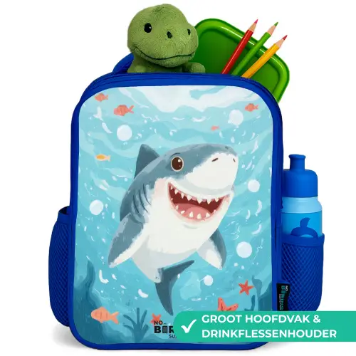 Haai - Water - Zee Kinderrugzak - Blauw middel -inhoud_NL