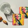 Vrouw - Verfstrepen - Gekleurd onderzetter kurk middel -sfeer4