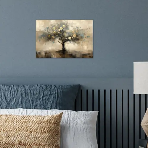 Beige - Abstract - Boom - Goud poster papier klein -sfeer2