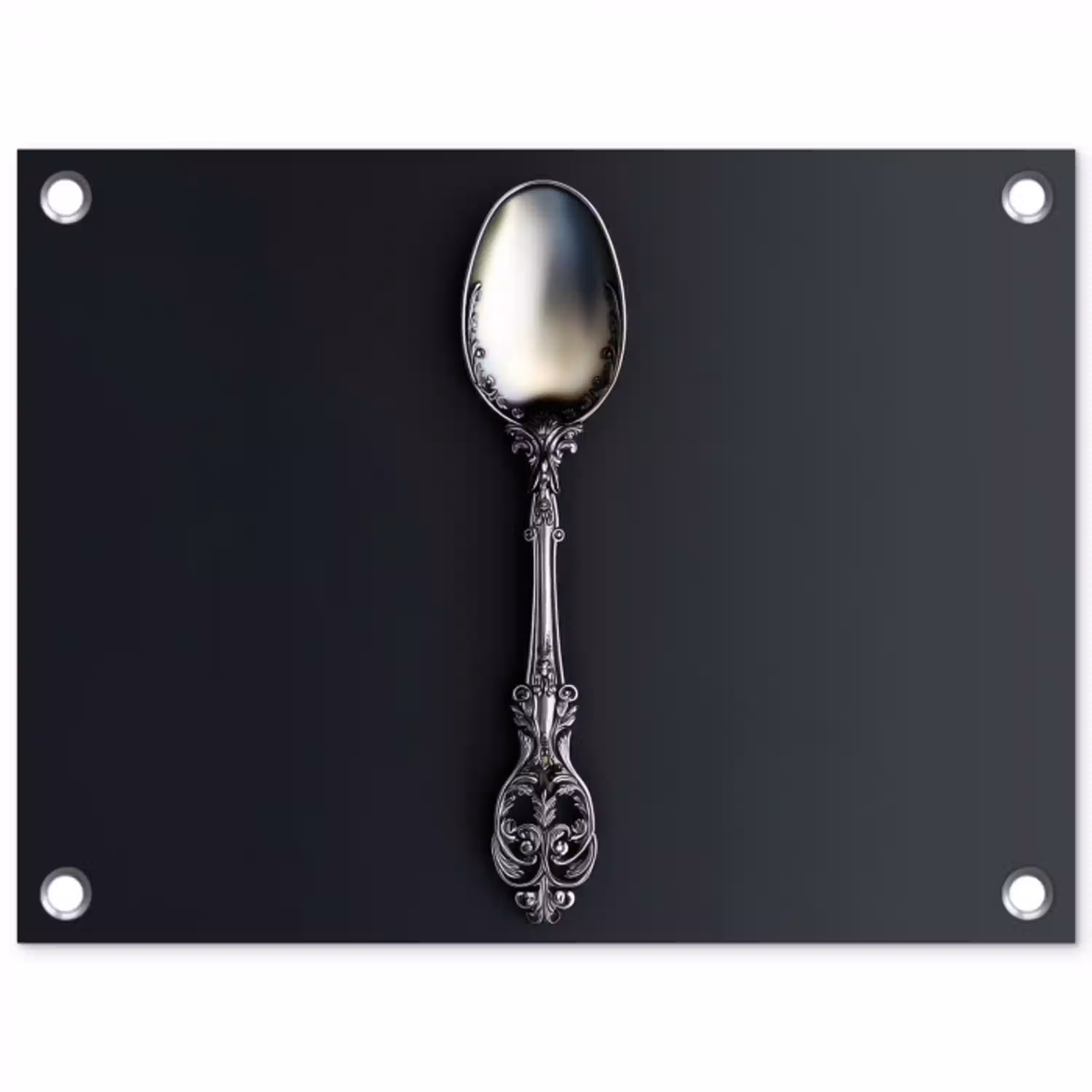 Lepel - Zilver - Metaal tuinposter los doek klein -3d