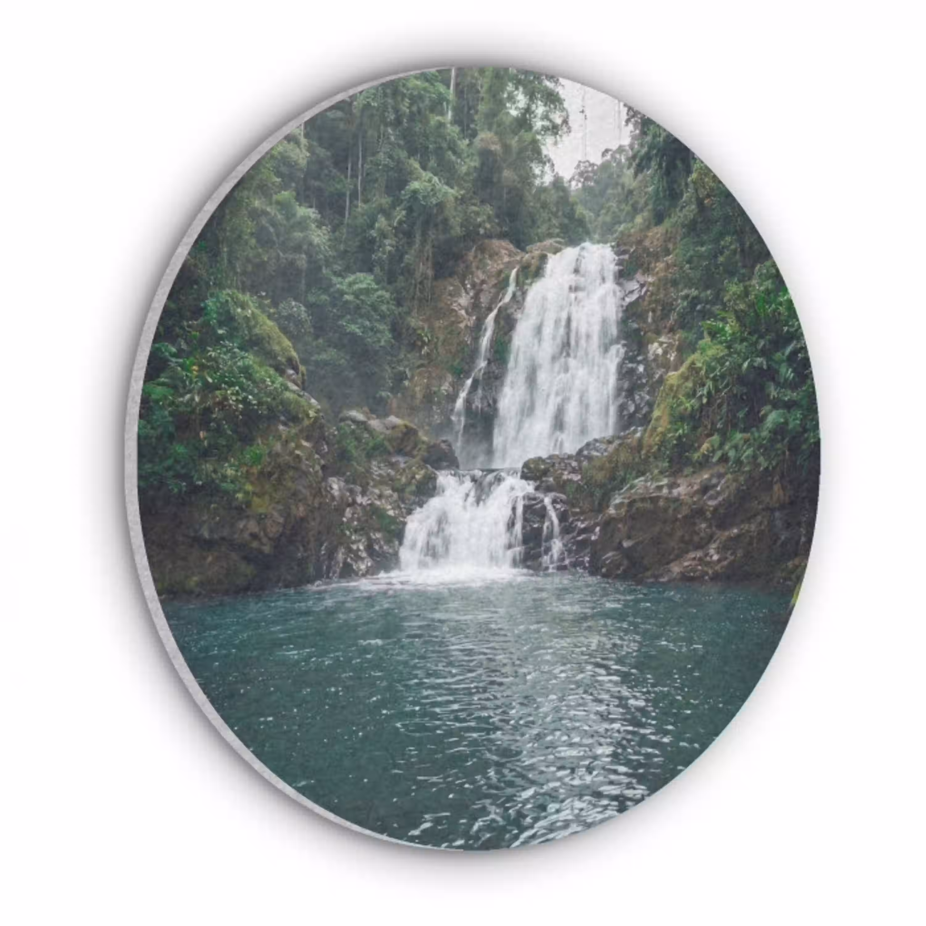Waterfall - Forest - Nature - Greenkhgyguyg Akoestische PET Vilt - Rond klein -3d