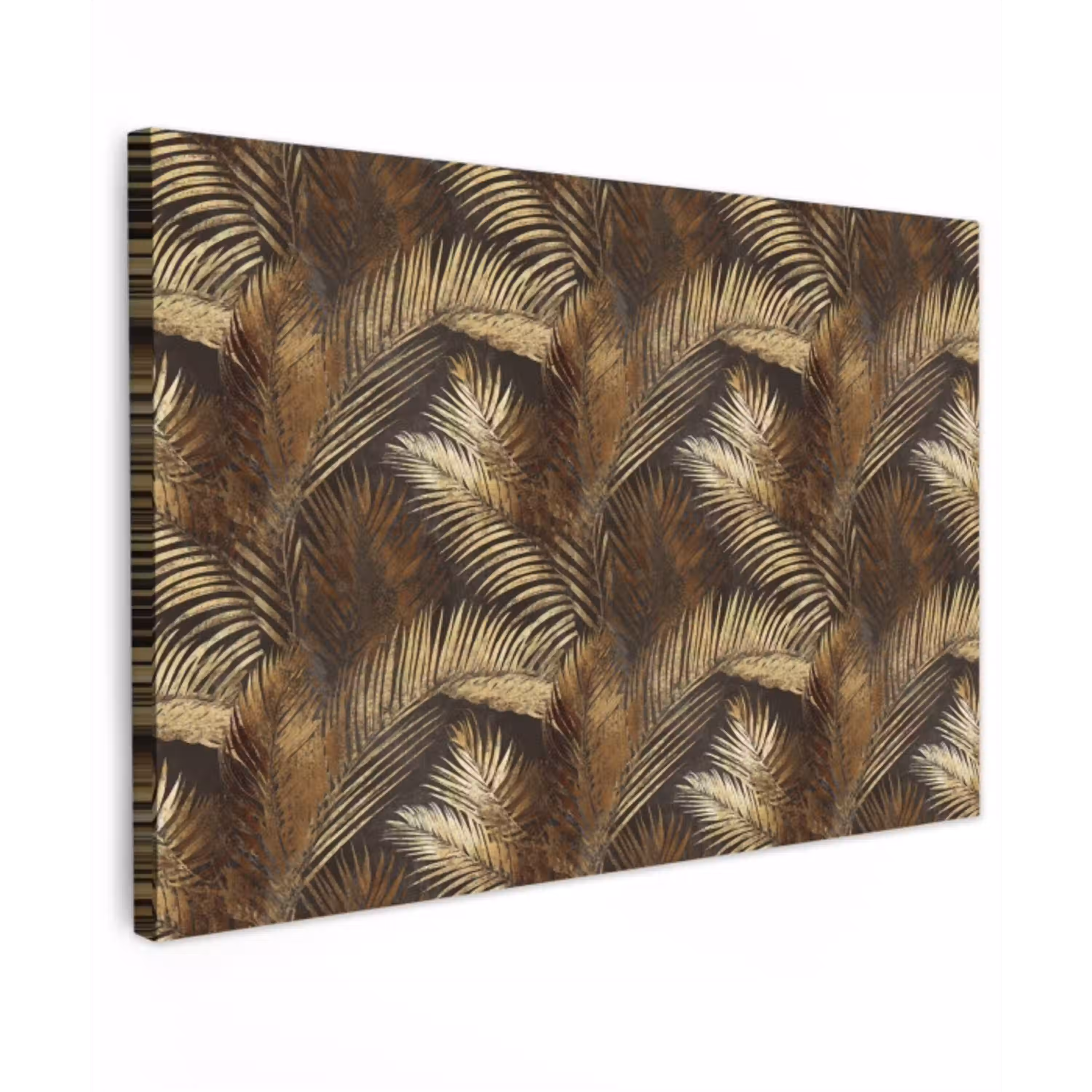 Tropisch - Bladeren - Goud Tuinposter op houten frame 2 cm dik klein 845 -3d