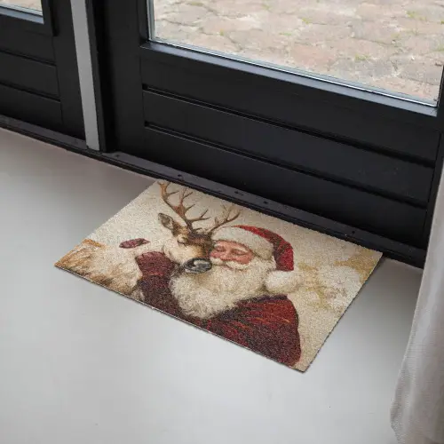 Kerstman - Rendier - Kerst - Christmas Deurmat klein -sfeer2