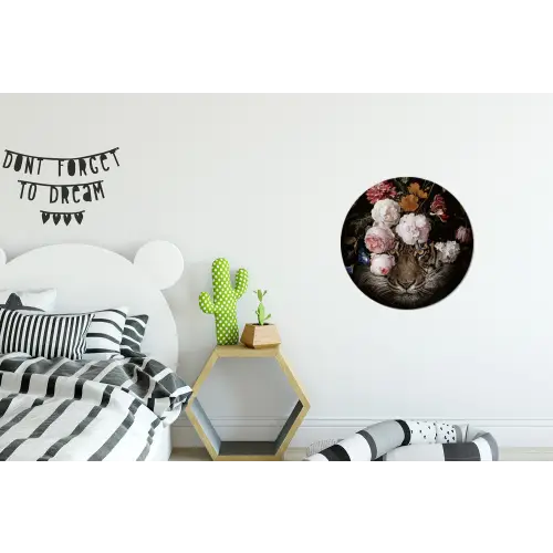 Bloemen - Jan Davidsz de Heem - Tijger - Schilderij - Stilleven - Oude meesters Wandcirkel aluminium klein -kinderkamer