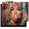 Vrouw - Kauwgom - Graffiti - Love Inductie beschemer met haakjes middel -3d