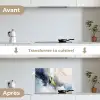 Blauw - Modern - Marmer - Abstract - Goud keuken achterwand spatscherm klein -voor_na_FR