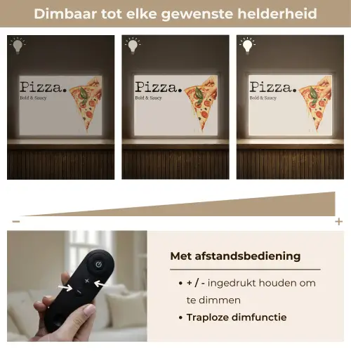 Pizza - Kaas - Pepperoni Light Box met batterij (Wandlamp) middel -USP_dimbaarNL
