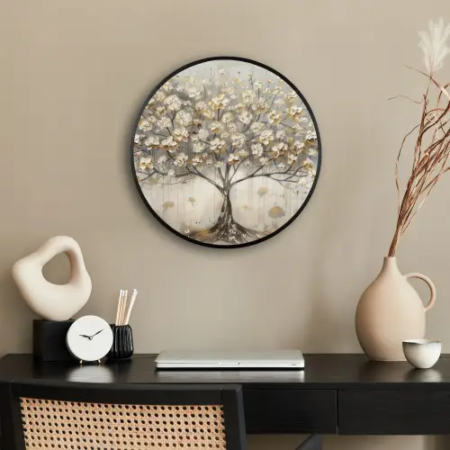 Boom - Beige - Goud - Verflook - Grijs Fotolijst rond zonder passe partout klein -sfeer1