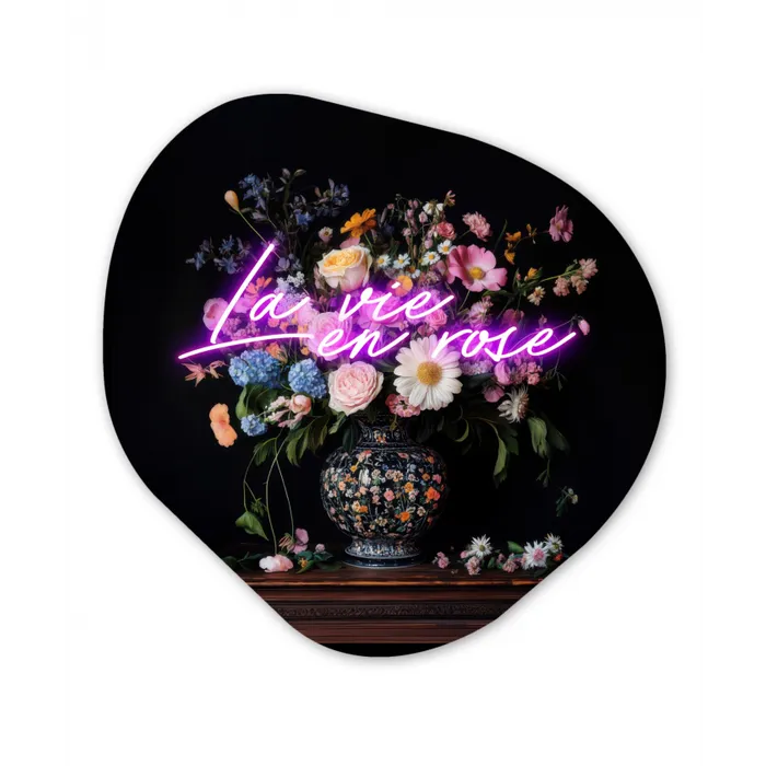 Neon - Vaas - Bloemen Wandcirkel Organisch Plexiglas middel -3d