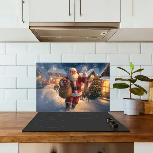 Kerstman - Dorp - Hert - Donker keuken achterwand spatscherm klein -sfeer2