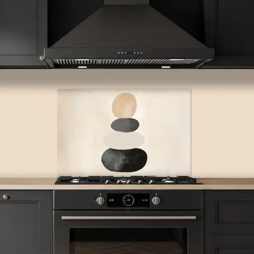 Japandi - Wabi sabi - Beige keuken achterwand spatscherm klein -sfeer1