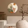 Vormen - Rond - Bladeren - Beige Wandcirkel plexiglas klein -sfeer1