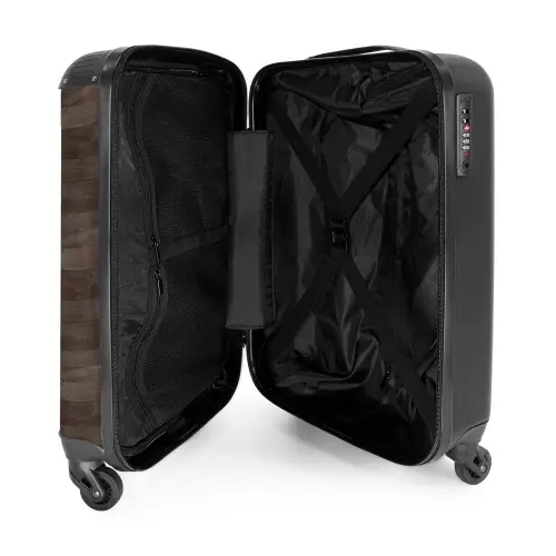 Donkere houtstructuur NBS - Handbagage koffer - Volwassenen Unisex middel -binnenkant