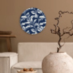 Botanisch - Patroon - Blauw Wandcirkel kunststof plaat 5mm dik klein 188 -sfeer1