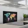 Wereldkaart - Krijtstrepen - Regenboog keuken achterwand spatscherm klein -3d_schuin