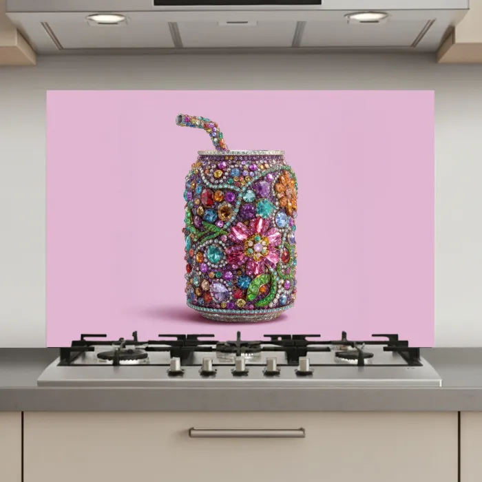 Frisdrankblikje - Bloemenpatroon - Edelstenen - Kleurrijk keuken achterwand spatscherm klein -3d_website