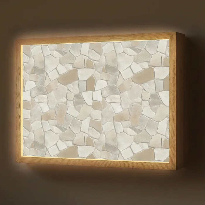 Mozaïek - Stenen - Beige Light Box met batterij (Wandlamp) middel 907 -z3d_website