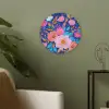 Bloemen - Blauw - Roze Akoestische PET Vilt - Rond klein -sfeer2