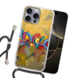 Abstract - Cirkels - Schilderij - Kleurrijk - Dynamisch Hoesje iPhone 16 Pro Max met koord klein -sfeer1