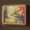 Landschap - Olieverf - Rivier - Kleurrijk Light Box met batterij (Wandlamp) middel -z3d_website