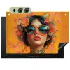 Vrouw - Bloemen - Aesthetic - Oranje Inductie beschemer met haakjes klein -3d