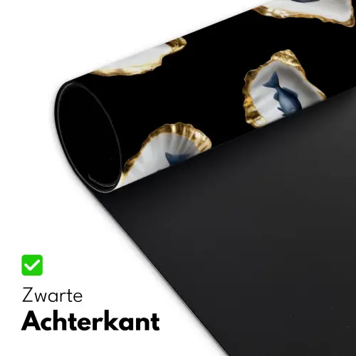 Oesters - Vissen - Blauw - Goud Muismat XXL klein -sfeer2