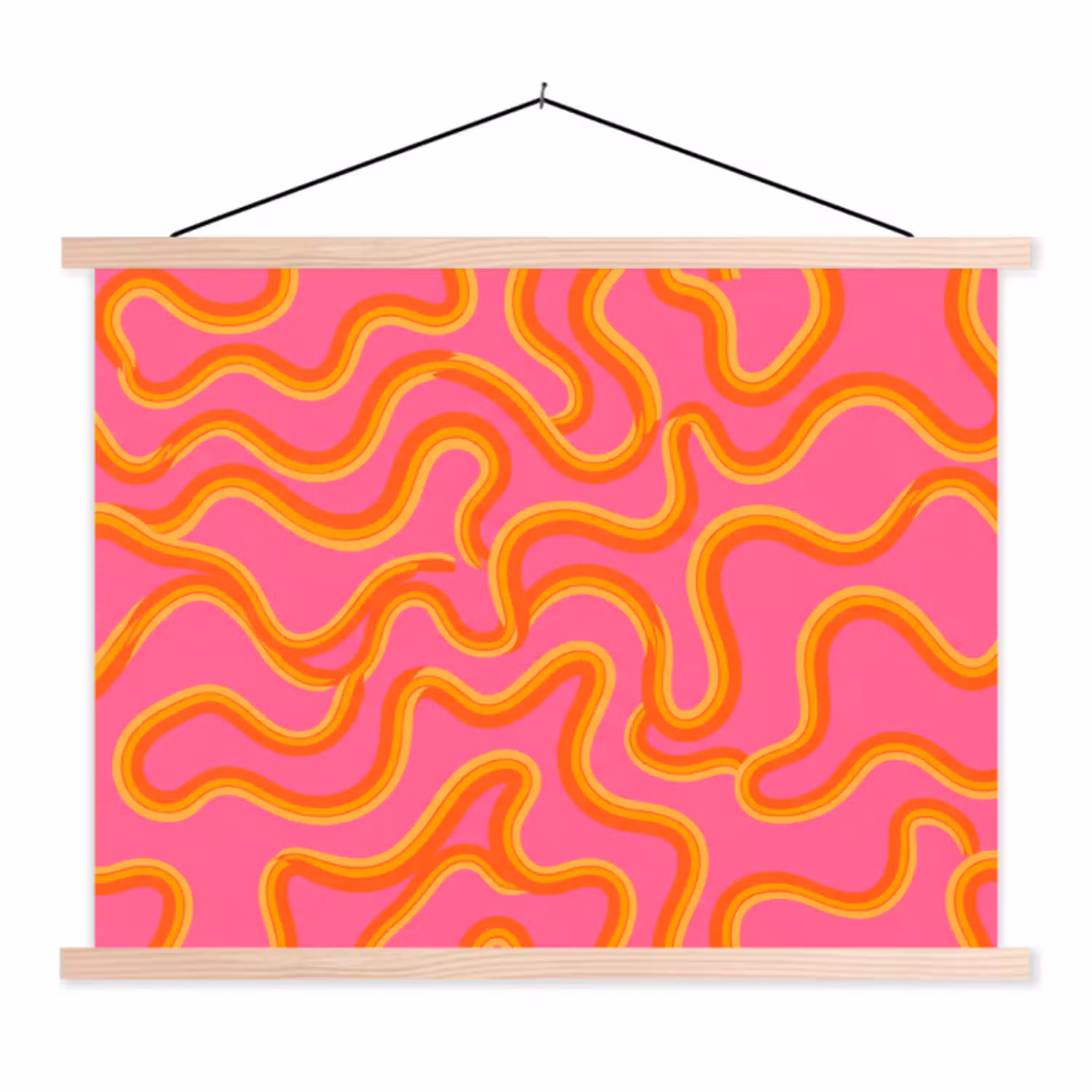 Abstract - Golvende lijnen - Modern - Kleurrijk textielposter latten blank klein -3d