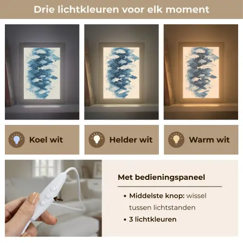 Vissen - Minimalistisch - Blauw Light Box met kabel (Tafellamp) klein -USP_lichtkleurNL
