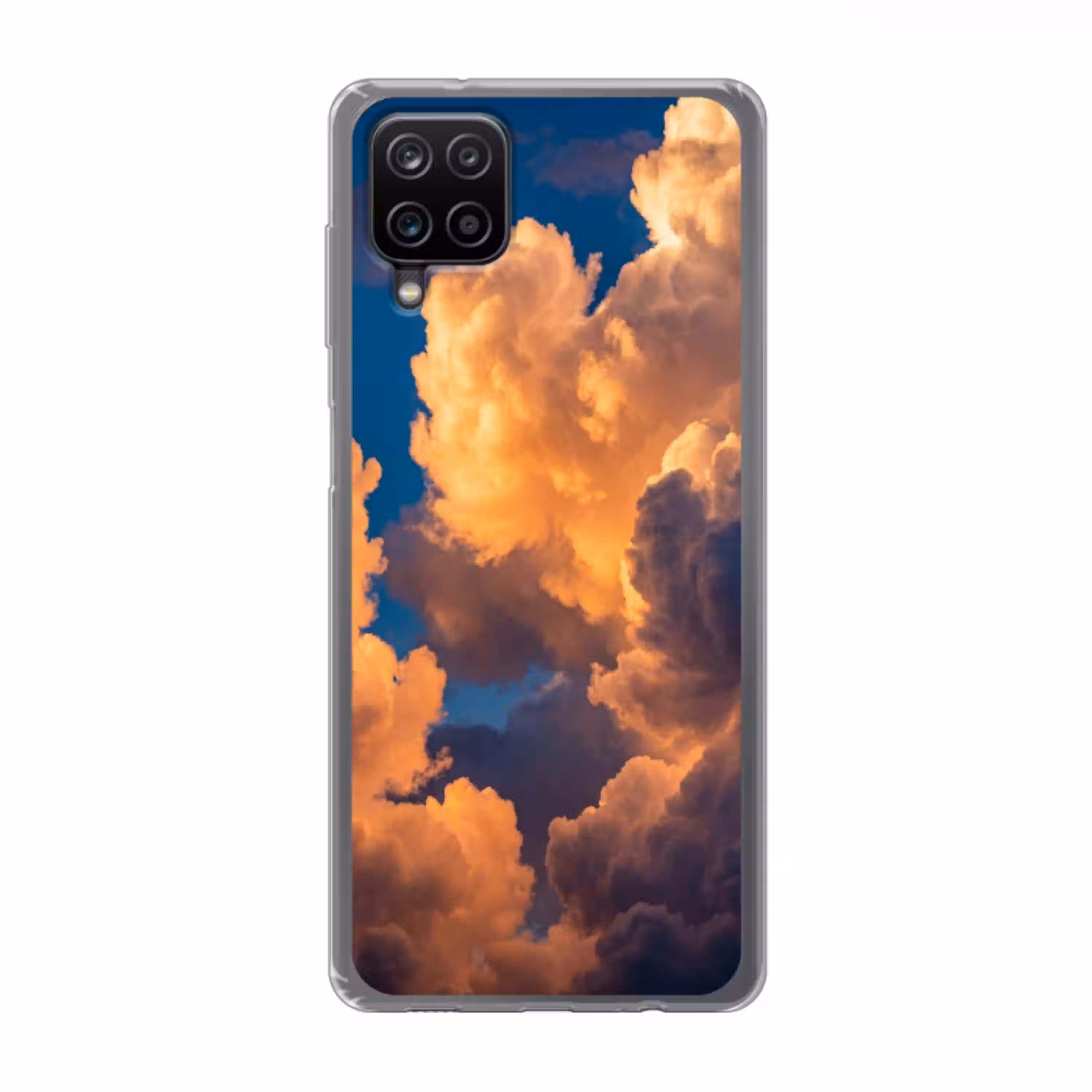 Wolken - Zonsondergang - Natuur - Oranje - Blauw Telefoonhoesje Samsung Galaxy A12 klein -3d