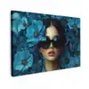 Vrouw - Bloemen - Blauw - Aesthetic - Luxe Tuinposter op houten frame 2 cm dik klein -3d