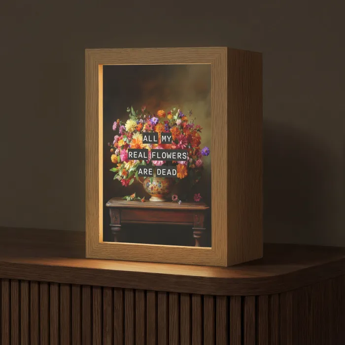 Kleur - Bloemen - Vintage - Bloemenvaas Light Box met kabel (Tafellamp) klein -z3d_website