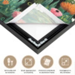 Katten - Bloemen - Kleurrijk Textielframe zwart klein 947 -USP_feed_closeupNL