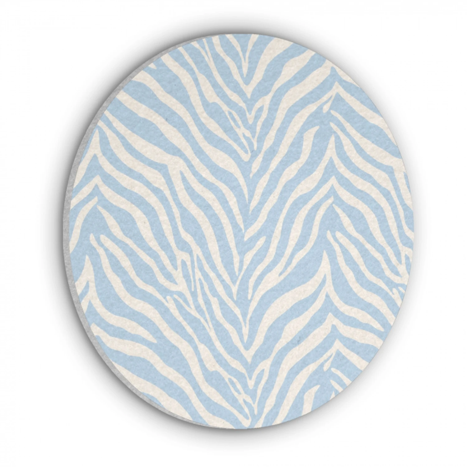 Zebra - Motief - Blauw - Wit Akoestische PET Vilt - Rond klein 838 -3d