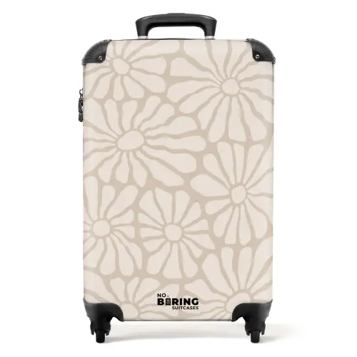 Pastel bloemen - Beige NBS - Handbagage koffer - Kinderen Unisex middel -productfoto_recht