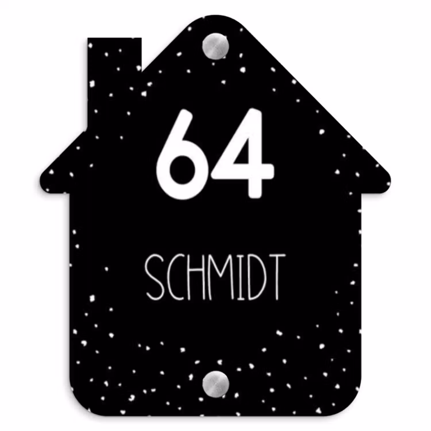 Namensschild Haustür Häuschen - Schwarz mit Polka Dots - Modern