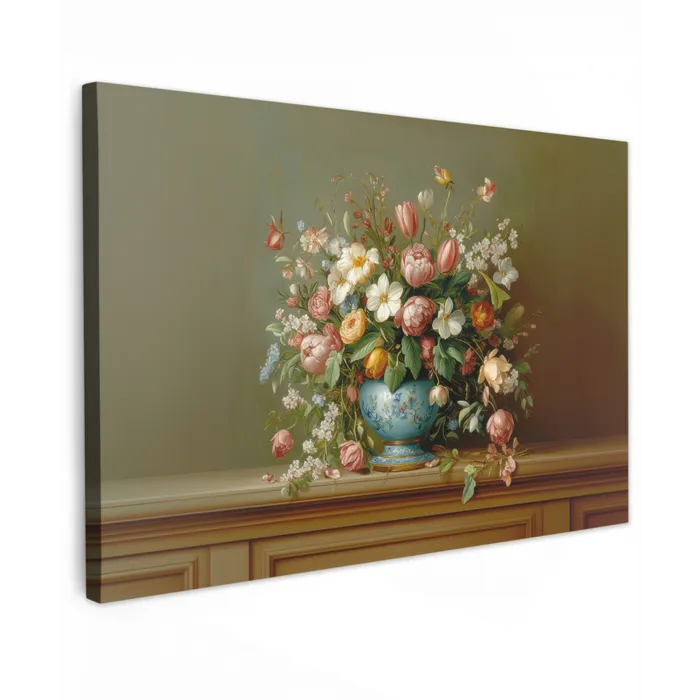 Vaas - Pastel - Kleuren - Bloemen canvas 2cm klein -z3d