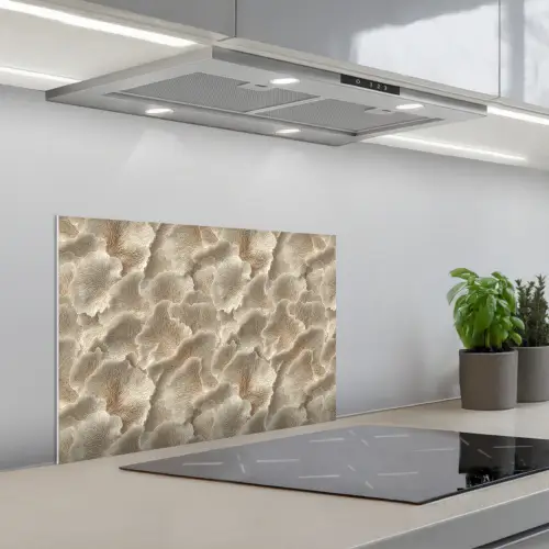 Waaierstructuren - Beige - Vezeltextuur keuken achterwand spatscherm klein 900 -3d_schuin